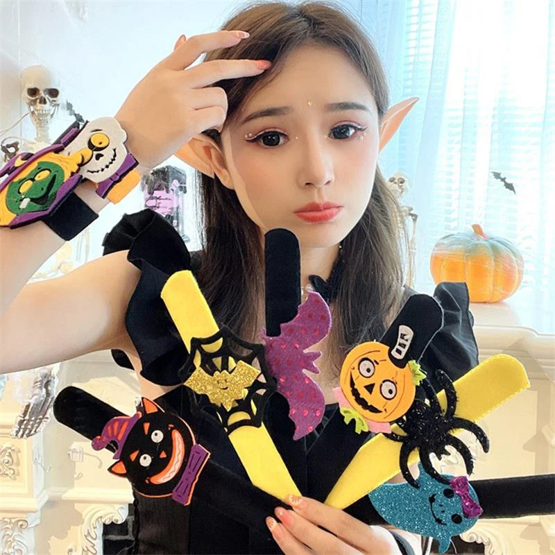 Halloween Decoration Slap Snap Wrap Wristband Hand Ring Clapping Ring Party Toy Slap Bracelet Costume Prop Accessories Kids Gift