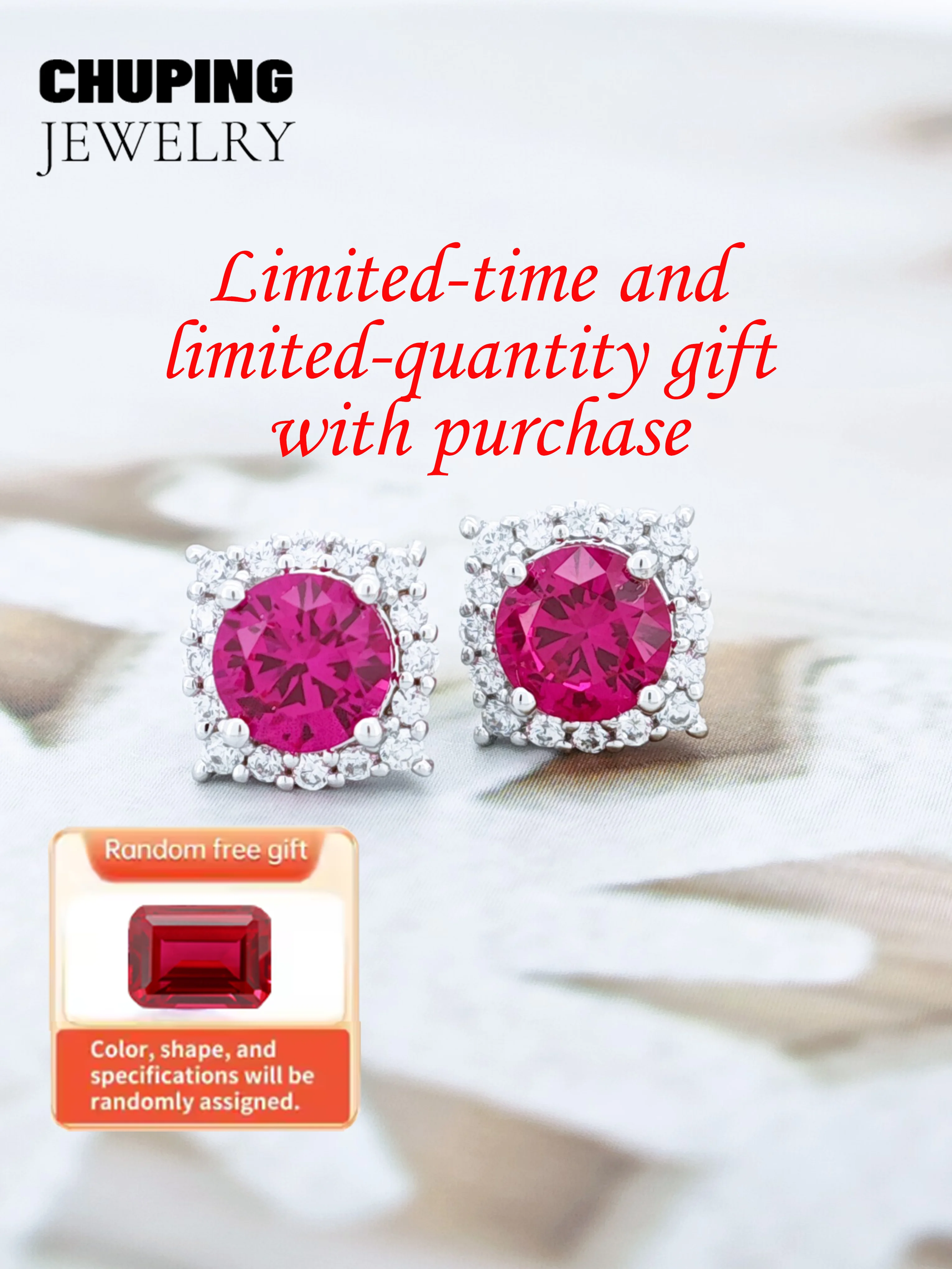 

Серьги круглой формы Chu Ping Fine Jewelry Lab Ruby & Lab Paraiba S925 для подарка на день рождения или подарка-сюрприз, искрящиеся и сияющие