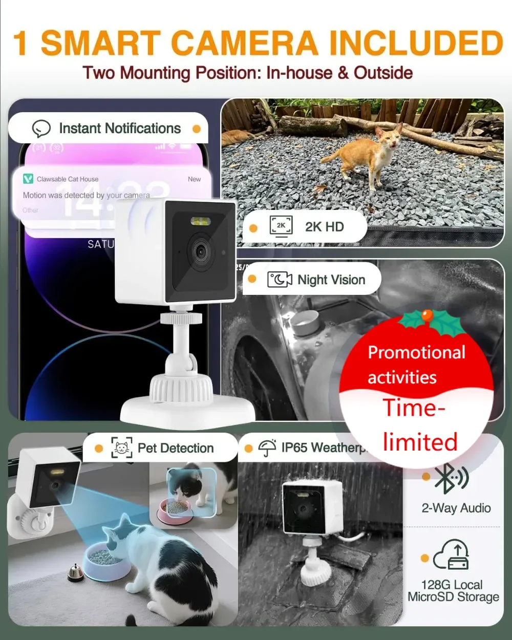 

Hot salesHeated Outdoor Cat House with Smart Camera, Insulated Waterproof Shelter for Feral Cats, Escape Door (Army Green)