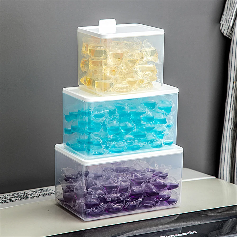 3 Sizes Laundry Pods Container Storage Box Airtight Waterproof For Laundry Room Washing Powder Laundry Beads Organization Decor