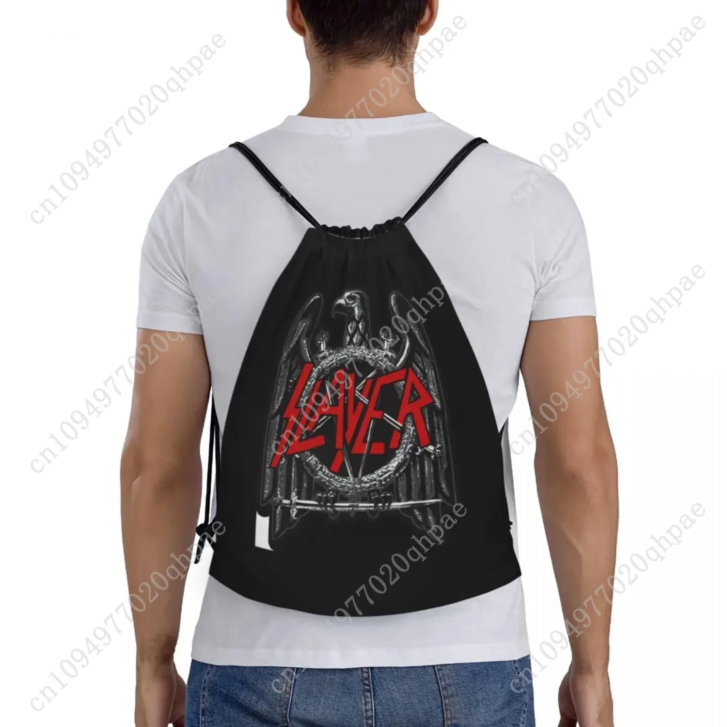 حقائب ظهر برباط بشعار القتلة المخصصة للنساء والرجال خفيفة الوزن من المعدن الثقيل أكياس رياضية لليوجا #5