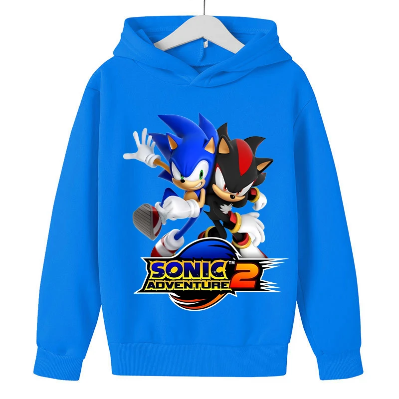 New Sonics Kids Hoodie Anime Cartoon Printed Hoodies Baby Boys Winter Casual Hooded Sweatshirts 2024 Autumn Children Clothing