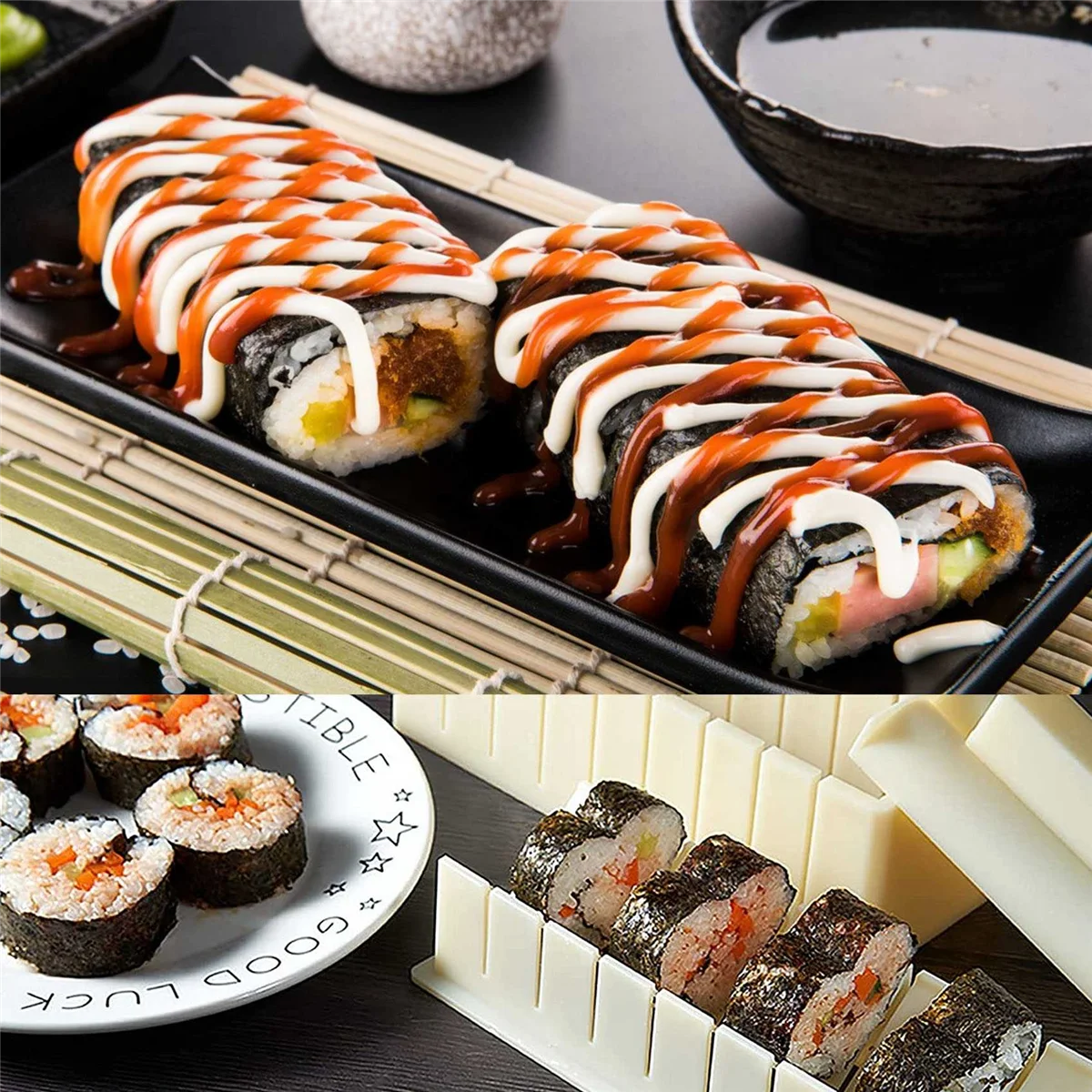 Urządzenie do robienia sushi Forma do ryżu Japońska forma do ciasta Wielofunkcyjna forma do sushi Zestaw do robienia sushi Kwadratowa forma do sushi B