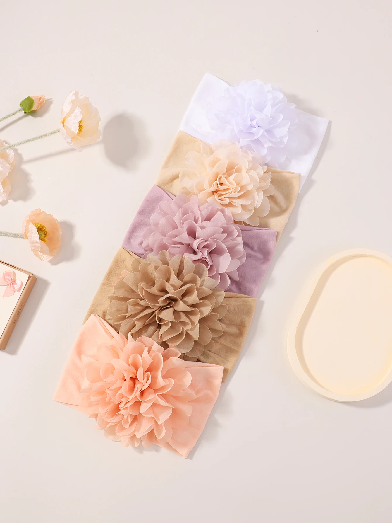 5 Stück Baby-Stirnband mit Blumenmuster, breites elastisches Band, sicheres Kopftuch für Kleinkinder, Party, Hochzeit, Reisen, Kopfschmuck