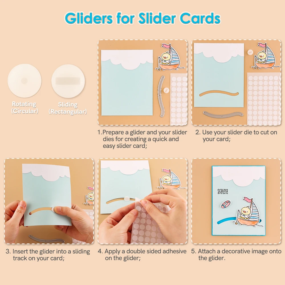 40pcs/set Gliders for Slider Cards Rotating Sliding 1.2cm Diameter for DIY Scrapbooking Handmade Interactive Slider Project Tool