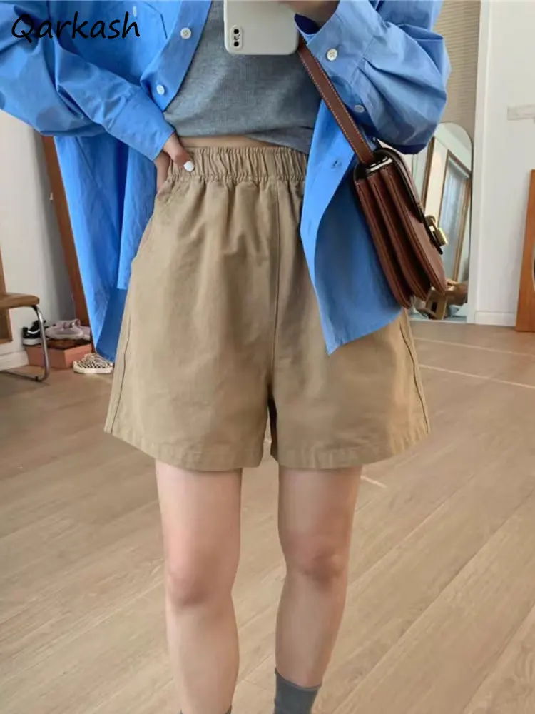 

7 Colors Shorts Women Baggy Summer Sporty Elastic Waist Harajuku Chic Fashion Teens Simple Japanese Style All-match Basic Casual