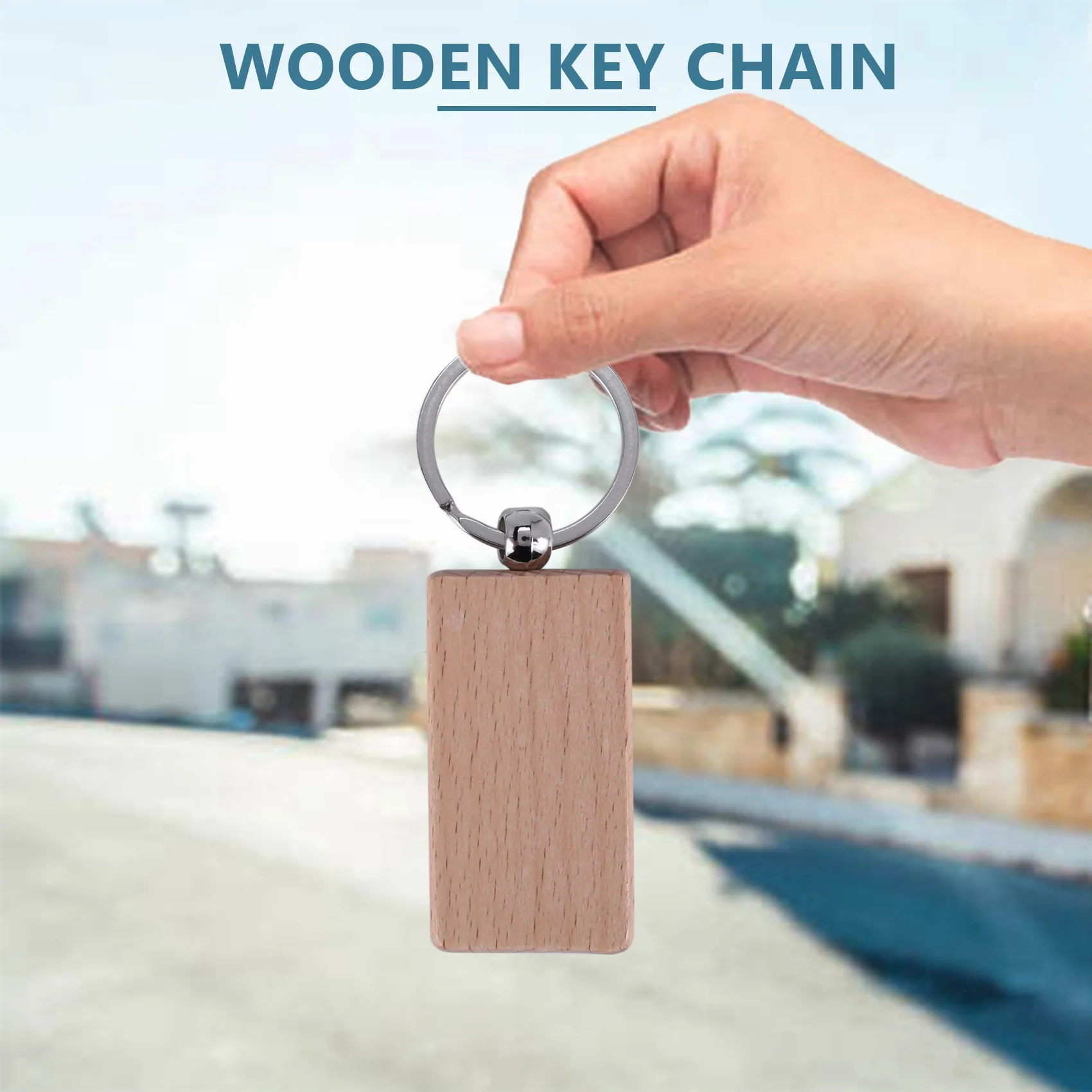 60 Blank Wooden Wooden Keychain Diy Wooden Keychain Key Tag Anti-Lost Wood Accessories Gift