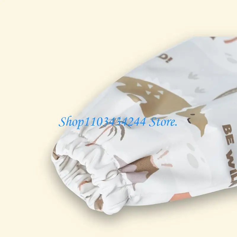  Kids Feeding Apron Short Sleeved Drooling Bib Clothes Protective Cover Waterproof Art Smock for Eating & Nursing Time
