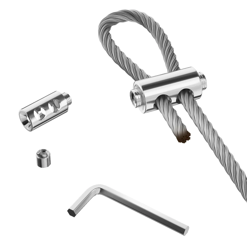 Penjepit logam yang dapat disesuaikan 2-3mm, penjepit kabel baja tahan karat, cocok untuk penjepit tali 2-3mm, tanaman pot/gantungan gambar