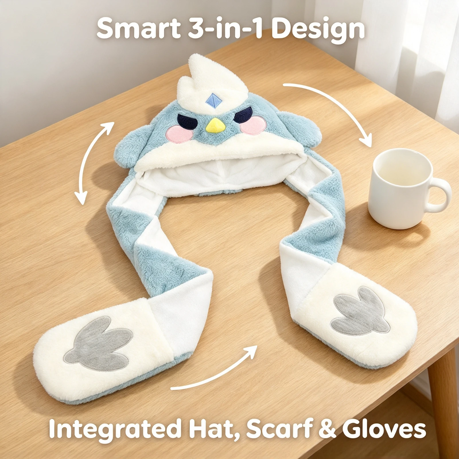 Q Kids Outdoor - 2-in-1 겐신 샤오 버드 스카프 모자,