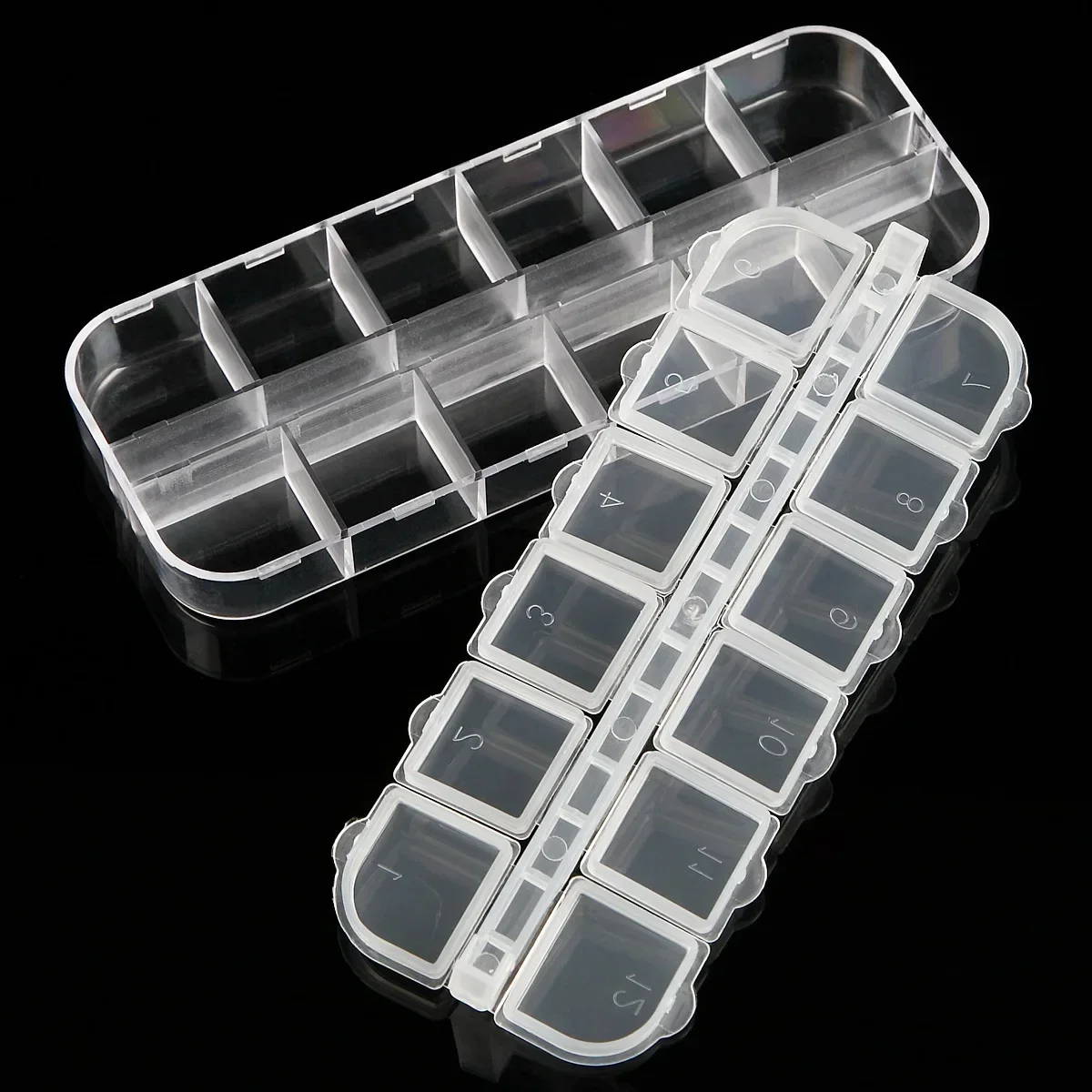 6/12Grids Transparent Plastic Storage Medicine Box Independent Open Cover Jewelry  Nail Storage Box Wholesale