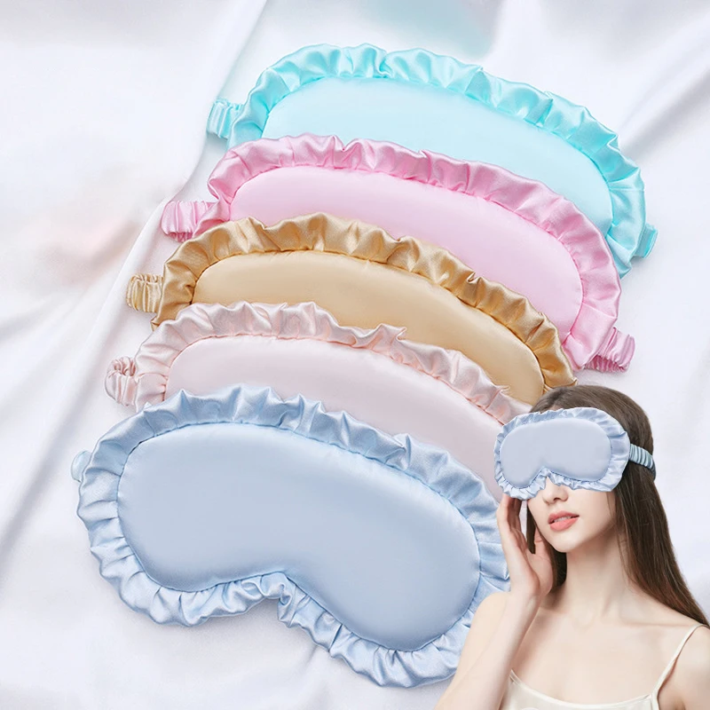 (Ce14)Silk Ruffle Sleep Eye Mask Eye Protection Travel Soft Sleeping Shading Eye Covers Multicolor Eye Patches For Woman Man