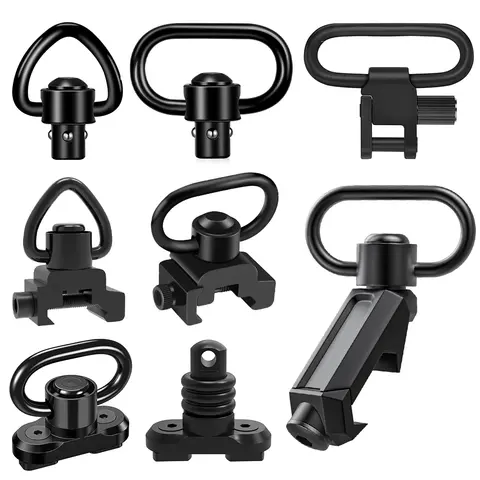 2Pcs Tactical QD Sling Swivel Mount Quick Release 360° Adapter Gun Sling Swivel Buckle Mount Attachment Adapter Rifle Accessory