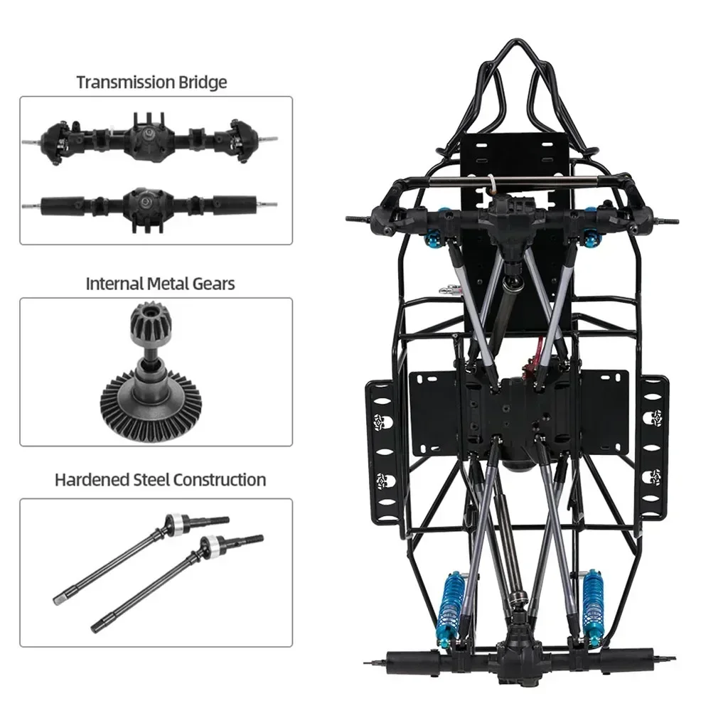 Marco de chasis de distancia entre ejes de coche teledirigido de 313mm con Tries para 1/10 AXIAL SCX10 II 90046 90047 coche trepador de control remoto DIY