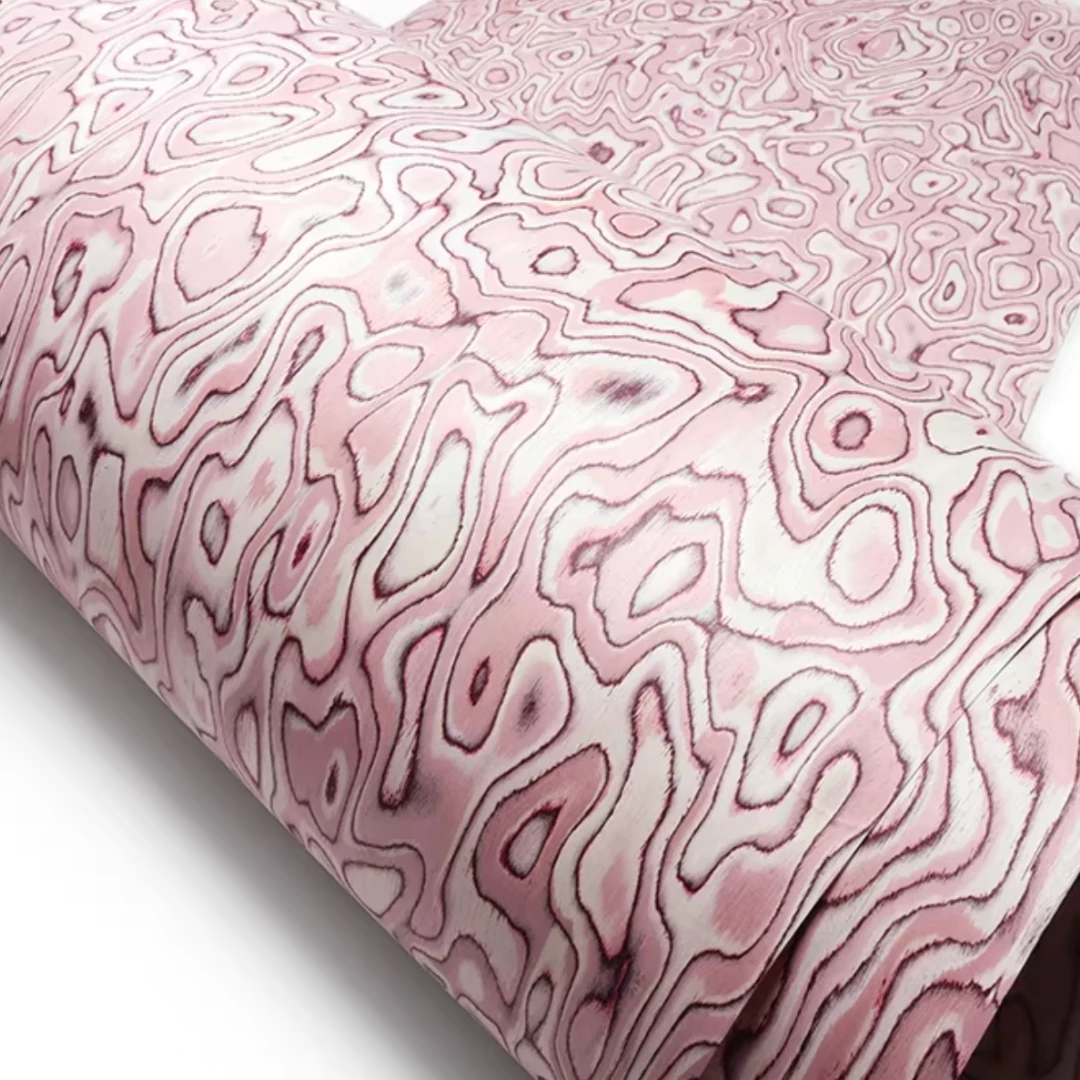 Size:2.5x0.58meter Thick:0.25mm Pink Contour Tech Wood Veneer Sheet Furniture Door Decor DIY Home Veneer Wall Decor