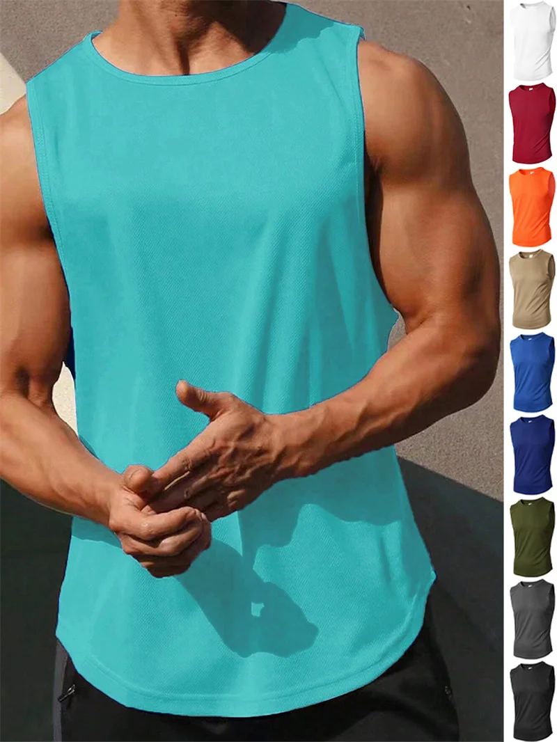 Summer round collar Quick Dry Sports Tank Top Men's Sleeveless Tank Top Running Training Breathable Loose Fit Tank Top men tops