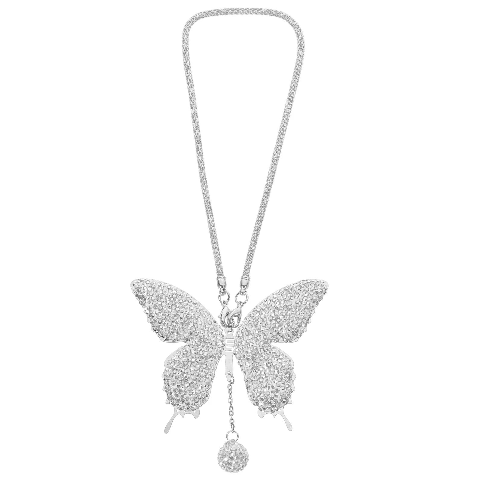 

Rear View Mirror Decoration Butterfly Car Hanging Ornament Stainless Steel Rhinestone Car Accessories Auto Interior Decor Gift