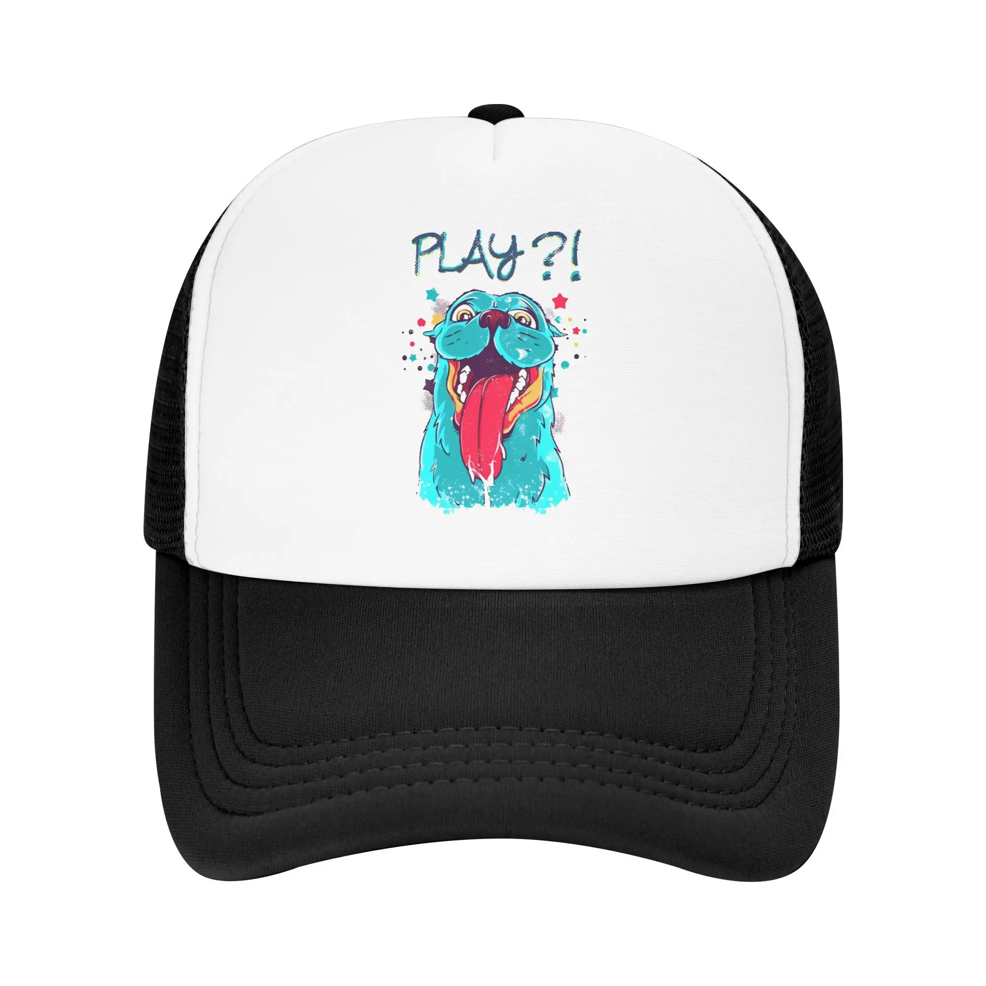 

play Dog Foam Mesh Trucker Hat Outfits for Men Women Adjustable Snapback Mesh-Back Cooling Breathable Hats