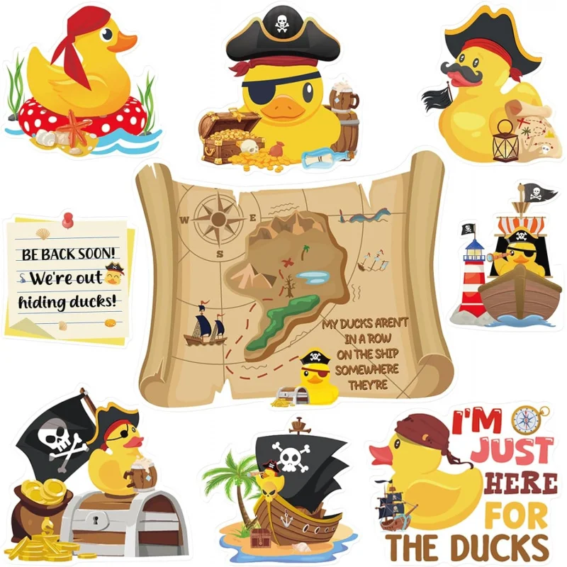 Dazoratix Duck Cruise Door Magnets 8 Pcs Pirate Rubber Ducks Large Ship Cabin Decorations Magnetic Funny Stickers Stateroom Acce