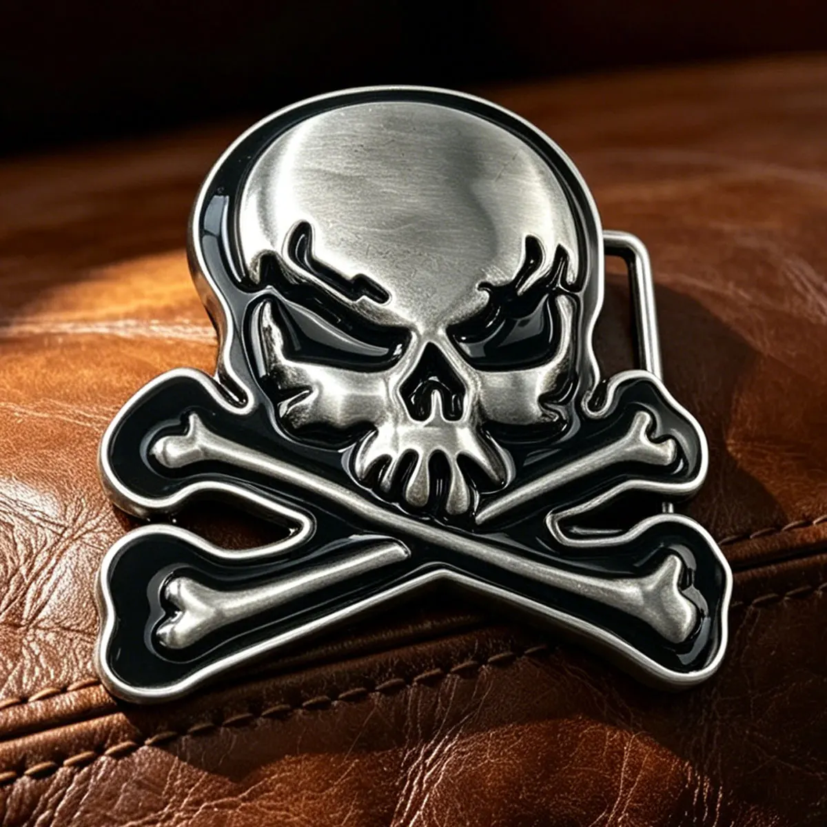 Black Skull Belt Buckle - Retro Western Cowboy Style Embossed Belt Buckle for Men