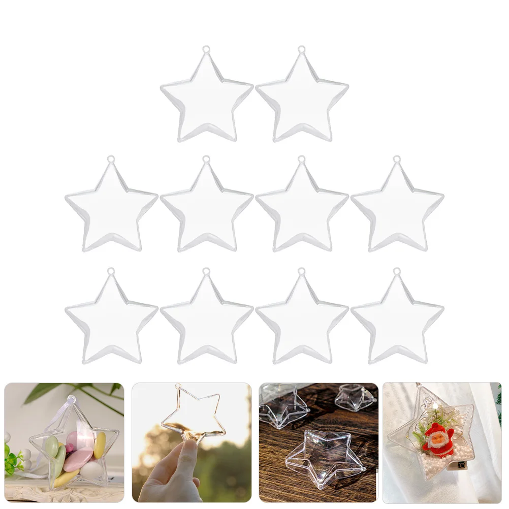

10 Pcs Clear Fillable Ornaments Ball Star Hanging Baubles Shaped Hollow Baubale Balls
