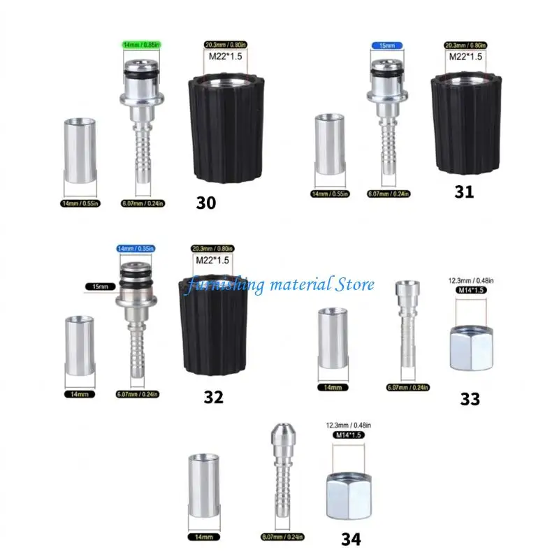 Y5GD 3Pcs Quick Connection Car Wash Fittings For 14Mm 15Mm Hose M22 M14 Thread Adapter