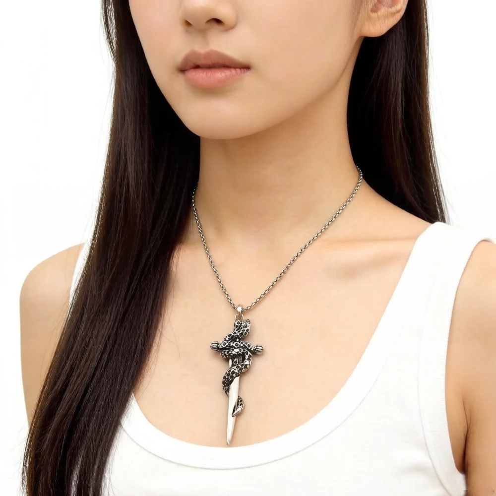 Sword Pendant Link Chain Necklace Summer Brand New Fine Jewelry Europe 925 Sterling Silver Vintage Gift For Women Men view 5