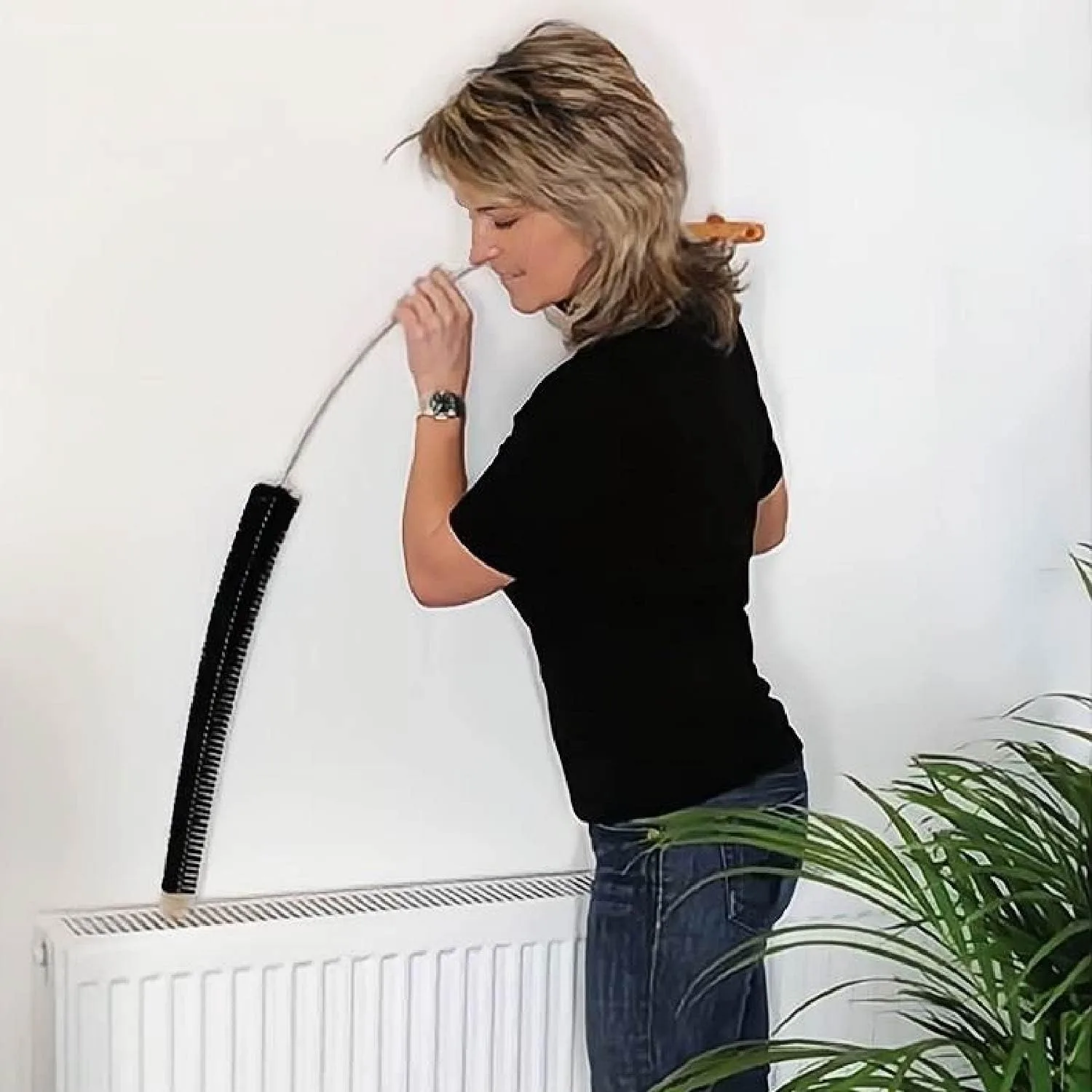 Radiator brush - 120 cm - Radiator brush with goat hair bristles - Ideal for cleaning flat radiators