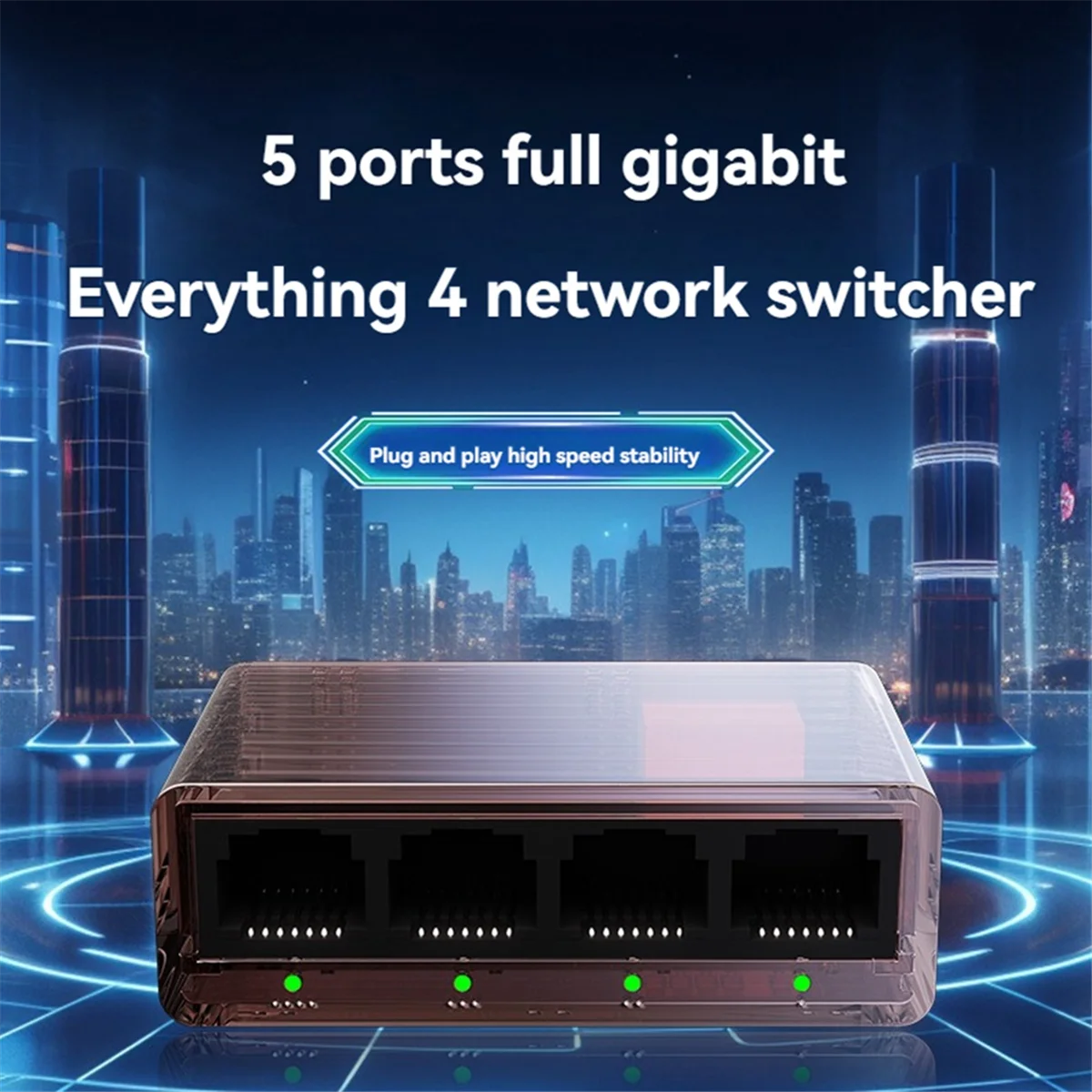 

A49T 1000Mbps Ethernet Splitter 1 to 4 Ethernet Adapter RJ45 LAN Internet Splitter HUB for PC Laptop Router TV-Box Digital TV