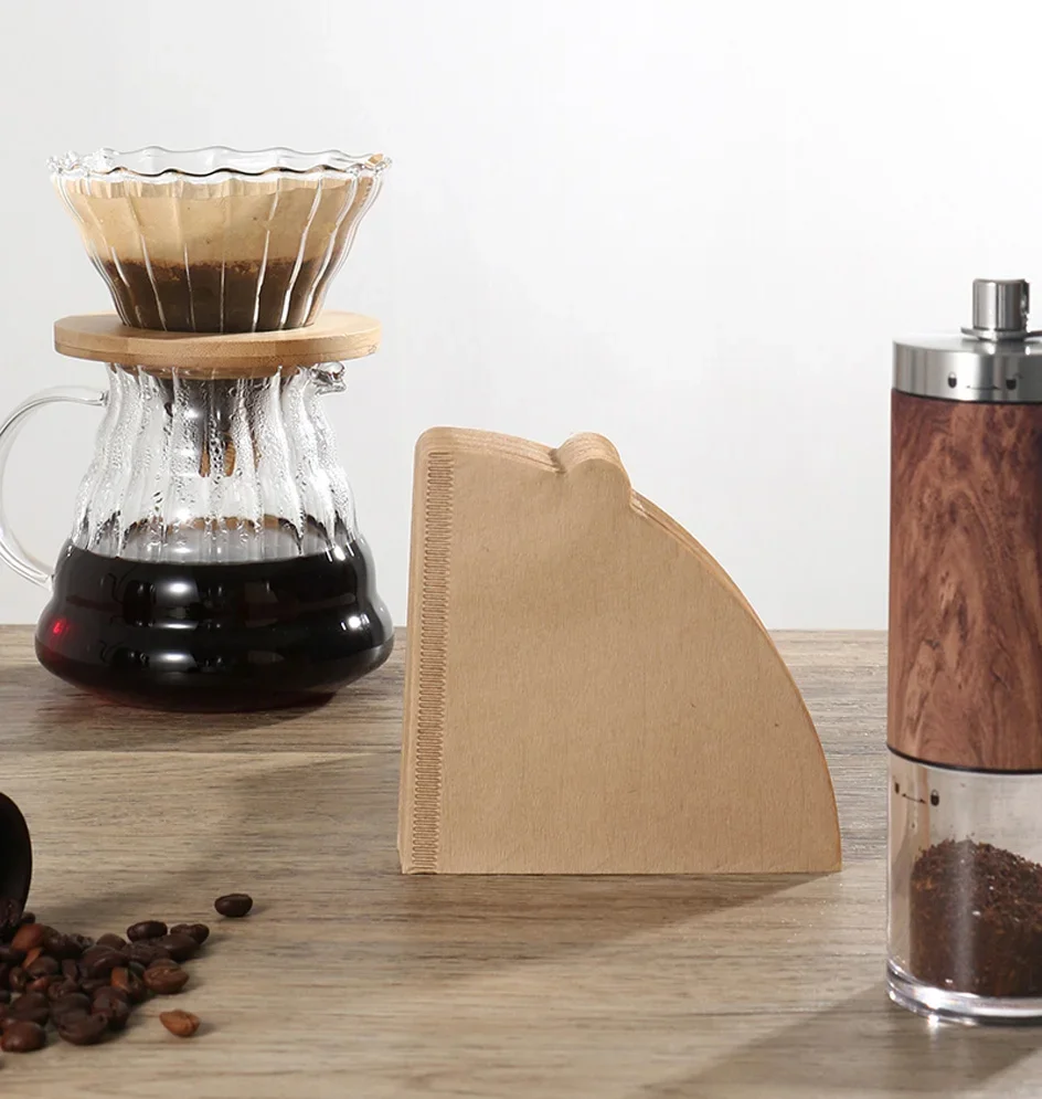 Ungebleichte Natürliche Holzfaser-Kaffeefilter, 60-Grad-Konus Pour-Over Tropfpapierfilter V01/V02, 40/100 Stück Packung – Detail 12