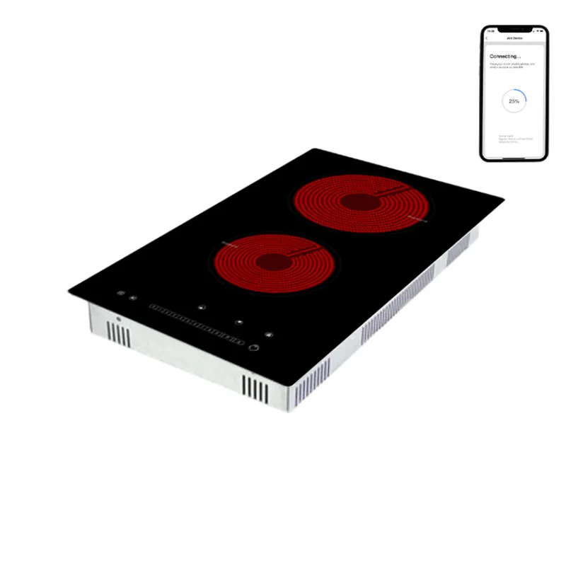 

H-one Great Stylish Black Panel Double Head WIFI Smart Ceramic Infrared cooktop