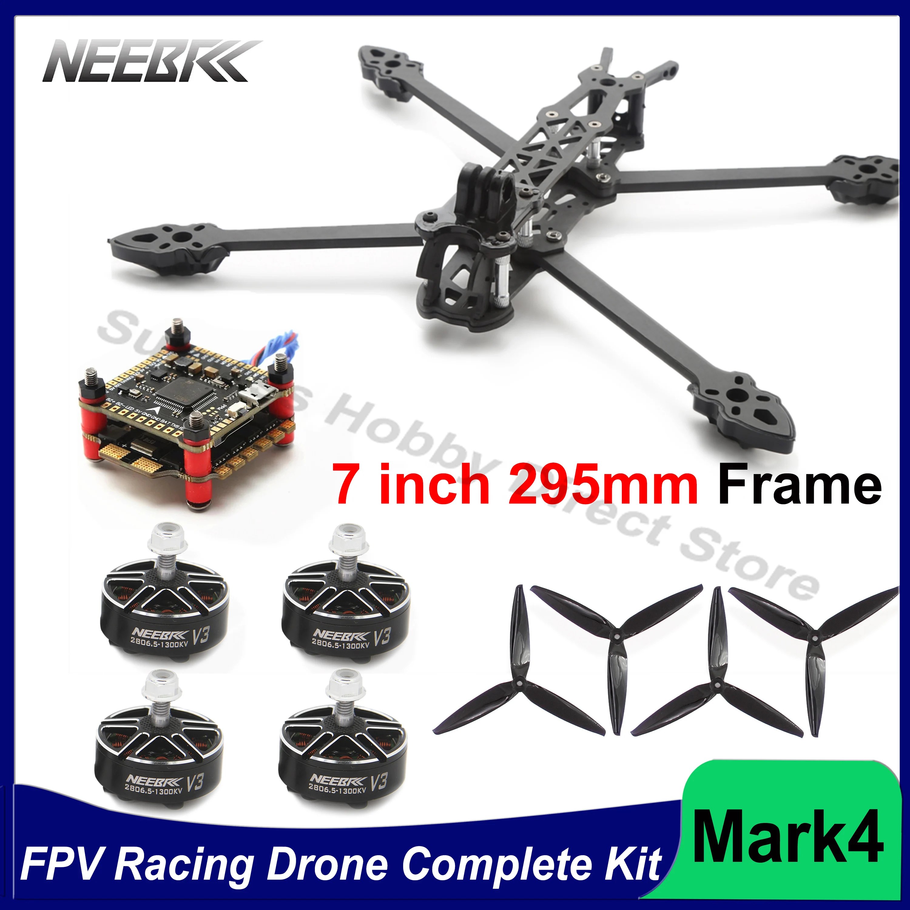 

MARK4 Complete Kit 7inch Frame 2806.5 1300KV Brushless Motor 7040 Propeller 60A ESC F4V3 Flight Controller for FPV Racing Drone