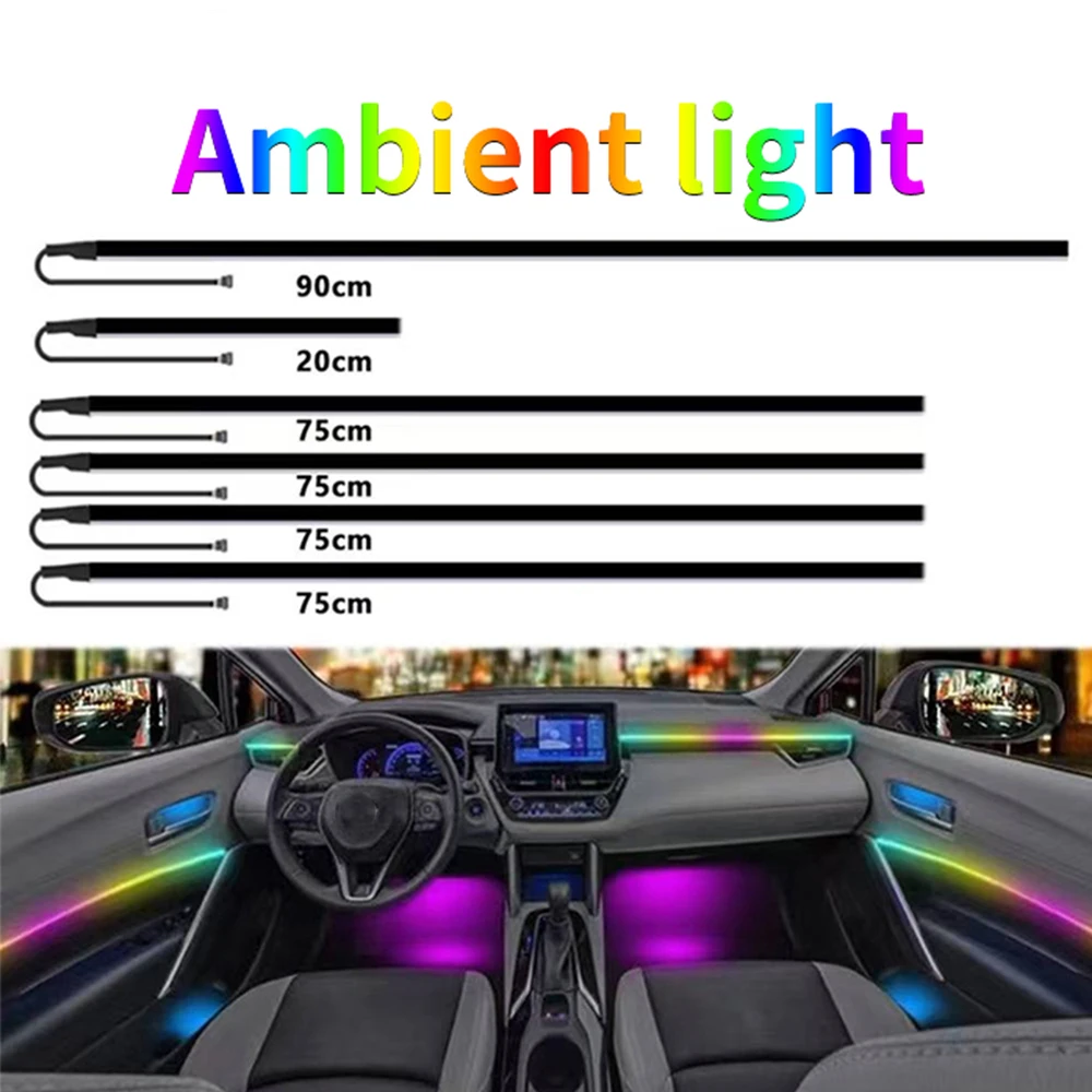 

Car Ambient Light 18 in 1 Dual Zone Symphony Streamer Interior LED Full Color RGB Neon Acrylic Strip Atmosphere Lighting Kit App