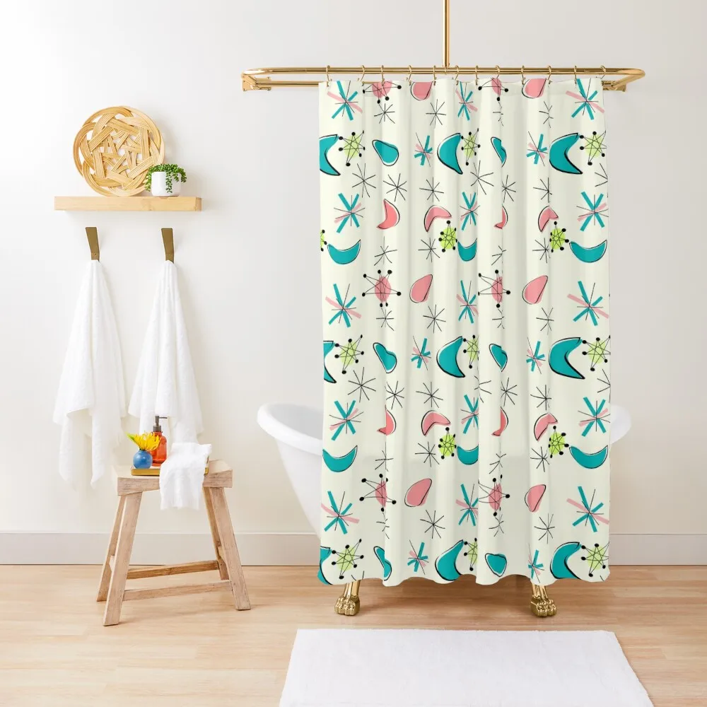 

Mid Century Atomic Age Inspired Shower Curtain Modern Bathroom Accessories Bath Curtain