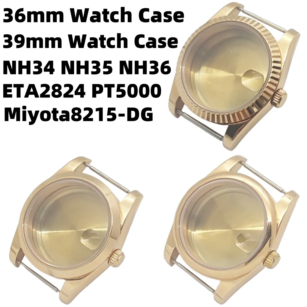 Корпус RICHUS NH35 36/39 мм из розового золота, сапфировое стекло, подходит для NH34 NH35 NH36 ETA2824 PT5000 Miyota8215-DG, аксессуары для часов с механизмом