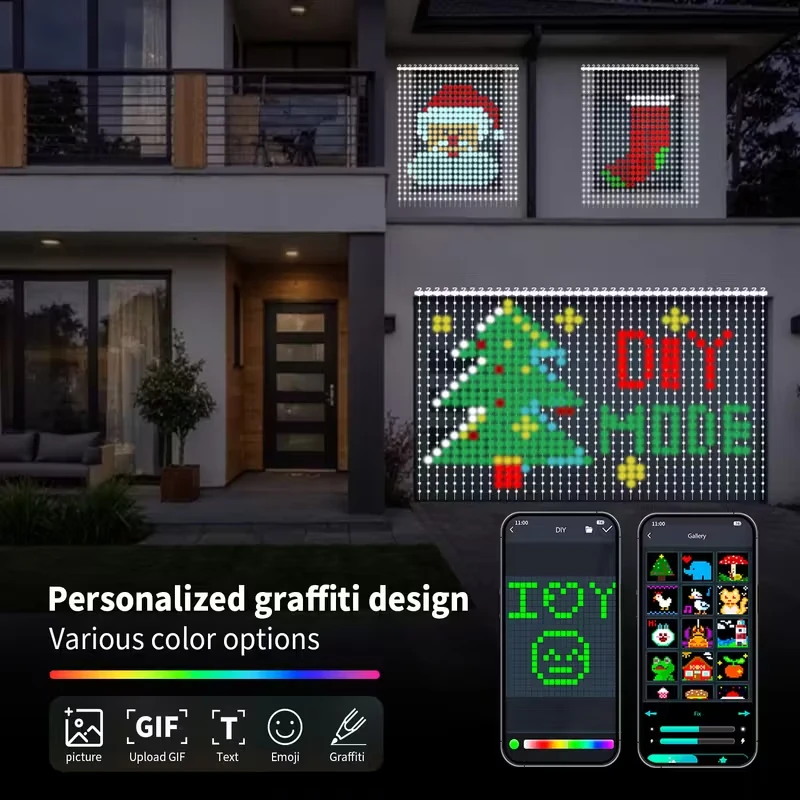 1/2 قطعة أضواء الستار الذكية RGB الستار سلسلة أضواء مع التطبيق مزامنة الموسيقى عن بعد الديناميكية DIY بها بنفسك للداخلية في الهواء الطلق عيد الميلاد جدار ديكور. #1