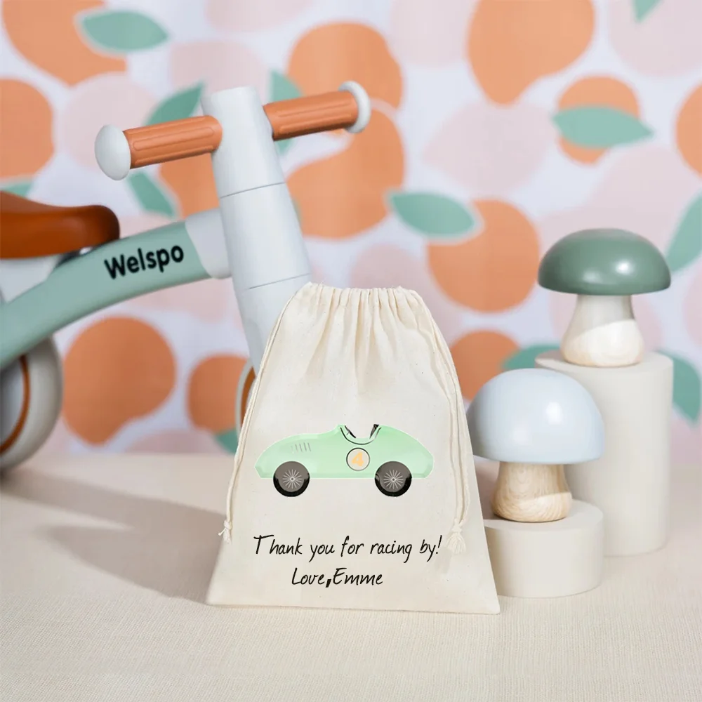 Personalized Race Car Sports Pattens Drawstring Pockets Family Birthday Party Supplies Kids Party Decoration Anniversaire Item