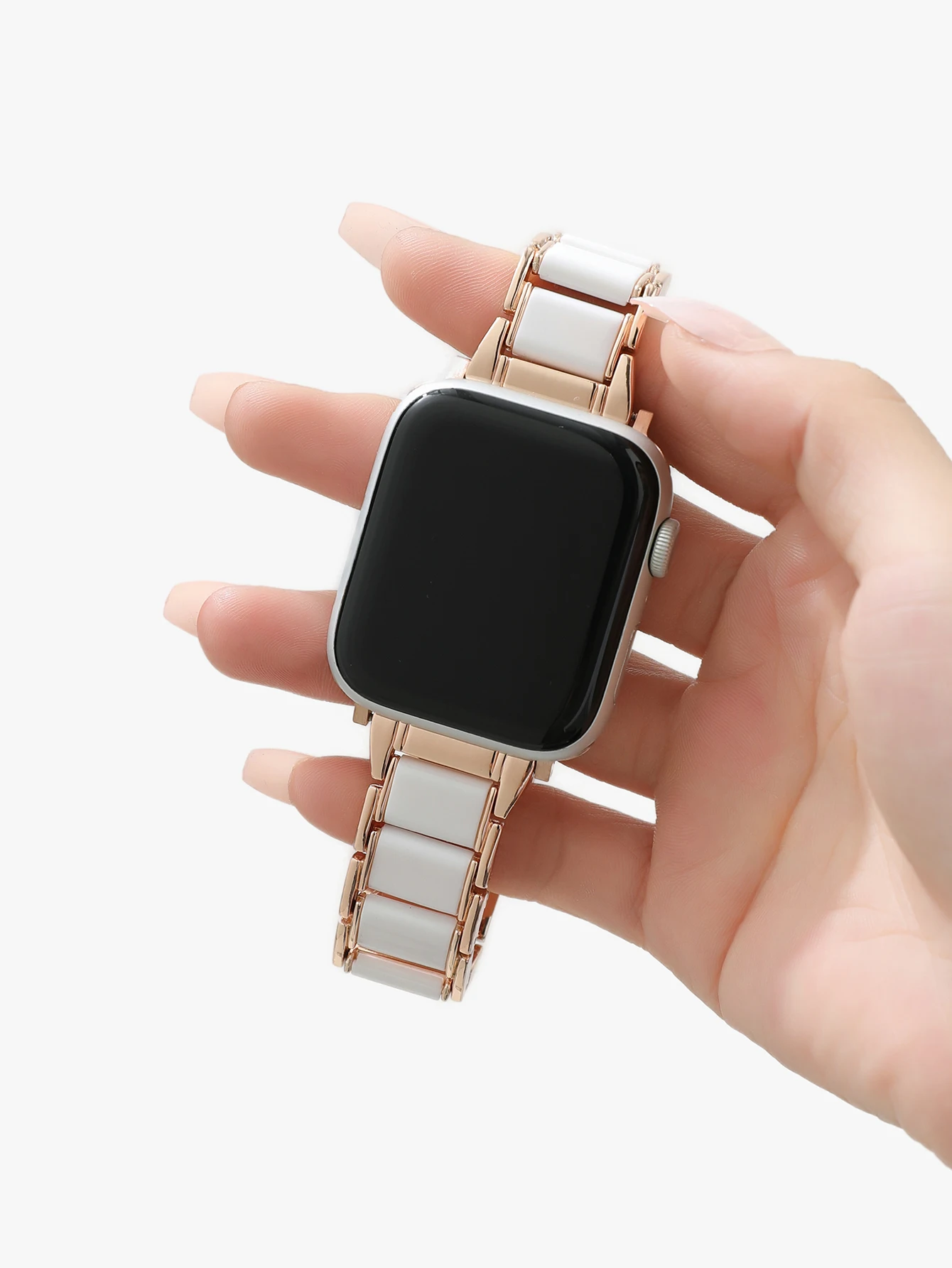 Apple Watch用の超薄型ステンレススチールストラップ,ブレスレットシリーズ9,45mm, 41mm, 8mm,7,se,6,5,4,38mm 40、42mm、44mm