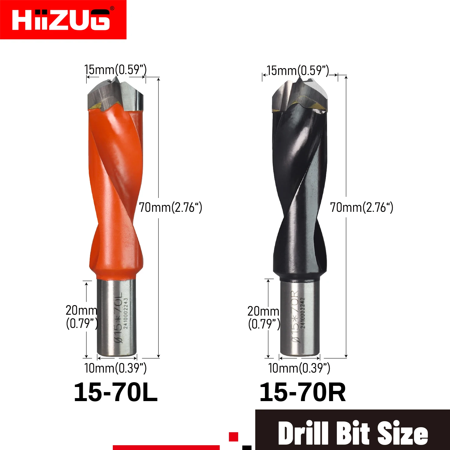 

15x70mm Blind Hole Drill Bits L /R Rotation 10mm Shank Three-tip Blind Hole Drill for Woodworking Drilling Wood Hole Drill
