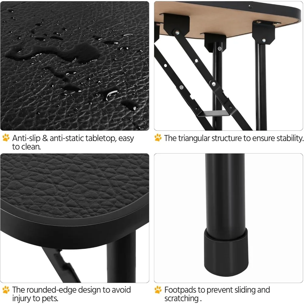 Mesa dobrável para cuidar de cães de estimação de 32 polegadas com mesa de secagem de braço de altura ajustável para casa com laço