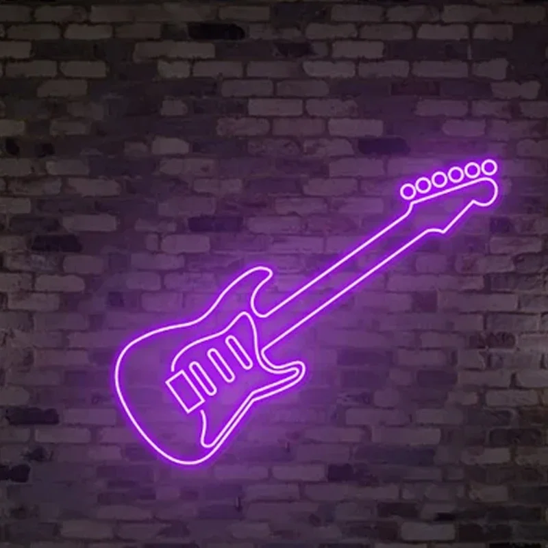 Guitar Neon Sign Rock Style Art Neon Led Light Night Lamp Custom for Children To The Room Birthday Gift Decor Neon Design