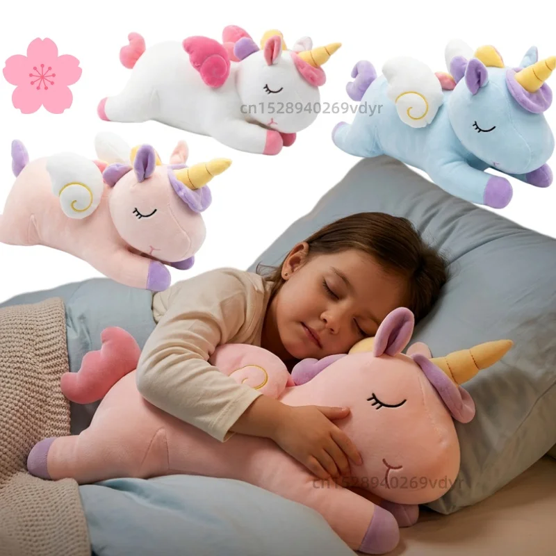 

New Cartoon Plush Toy Rainbow Unicorn Plush Doll Flying Horse Pink white Blue Stuffed Pillow Soft Girlfriend Birthday Gift Decor