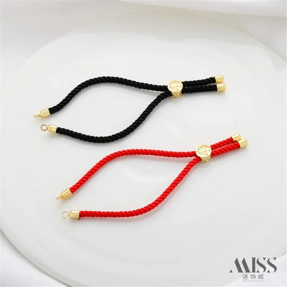 18K Gold Preserved 3mm Milan Thread Braided Bracelet DIY Adjustable Hand Rope Hand String Couple Semi Finished Accessories