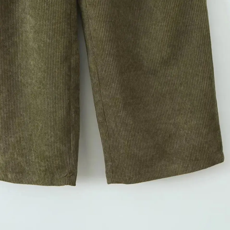 DiYiG WOMAN 2025 شتاء جديد موضة سروال قصير طويل جوكر جيب جانبي عادية سستة بنطال ذو قصة أرجل واسعة بنطلون Mujer #4