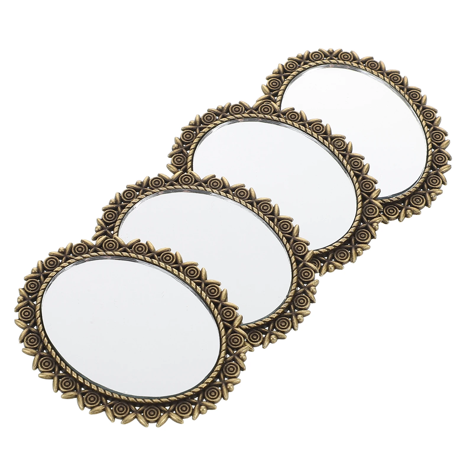 

4 Pcs House Decoration Mirror Mini Furniture Miniature Dollhouse Bathroom Accessories Alloy Tiny Items Frames