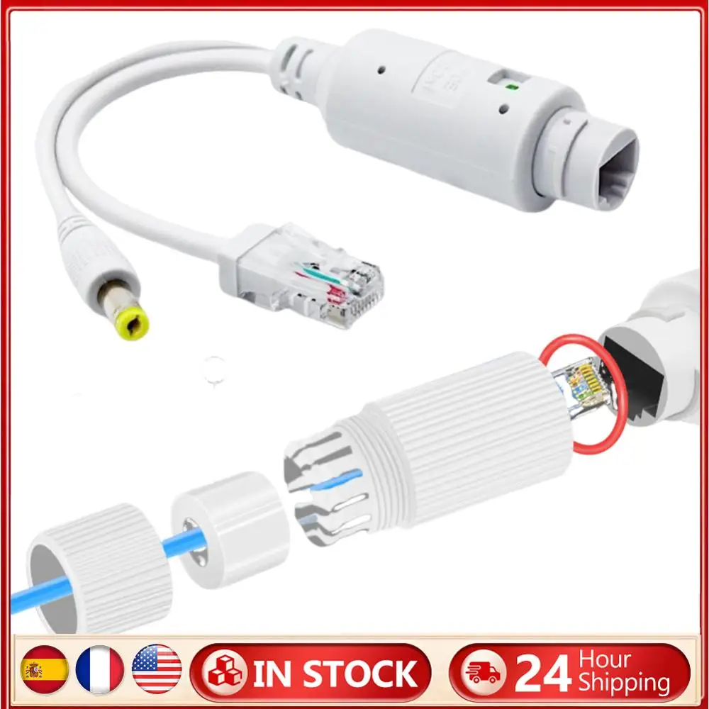 

48V To 12V POE Spliter Waterproof Supply Module Injector Extender IEEE802.3af/at Compliant POE Cable 10/100Mbps for IP Camera