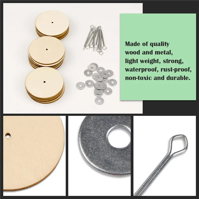 ABVS 30 Sets Doll Joint Connectors Cotter Pin Joints And Wooden Fibreboard Disks Movable Engage Bolt Dolls Accessories, 40Mm