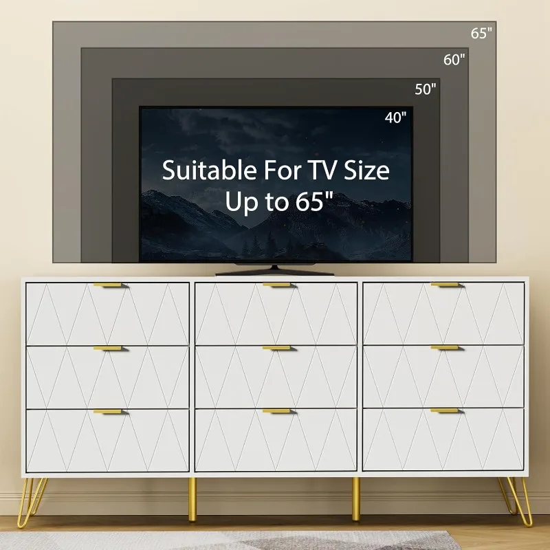 خزانة ذات 9 أدراج لغرفة النوم مع أدراج عميقة وخزائن خشبية وخزانة ذات أدراج بمقابض ذهبية وفستان طويل حديث #5