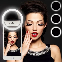 LED Selfie Ring Light Portable Mobile Phone Lens Fill Lamp 36 LEDS Ring Light Clip For iPhone Huawei Laptop Youtube Video Live