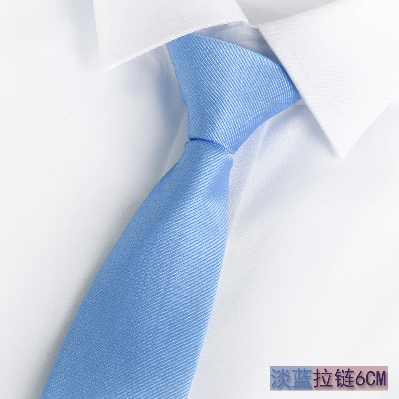 1200 needles Sky Blue Zip Zipper Ties Retro Silky Narrow Neck Tie Slim Korean Style Simple Elegant All-match Trendy Students Tie